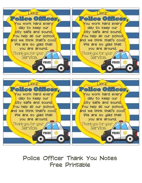 free printable thank you cards for police officer|police appreciation day prayer printable.